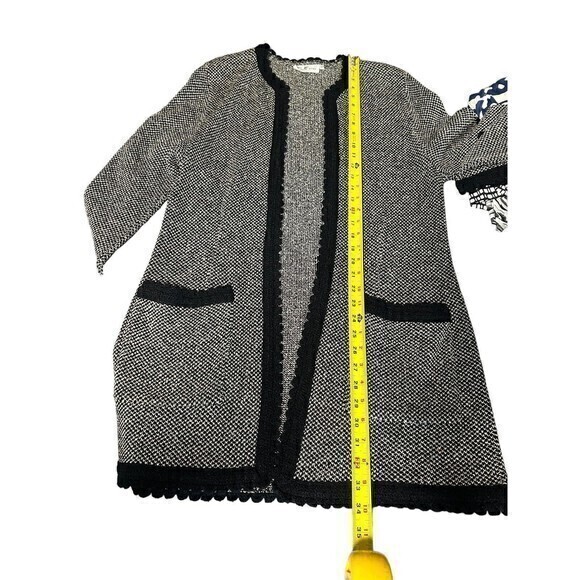 French Rags Long Maxi Open Cardigan Size 2 Oversized With Pockets Blac… - Picture 6 of 6